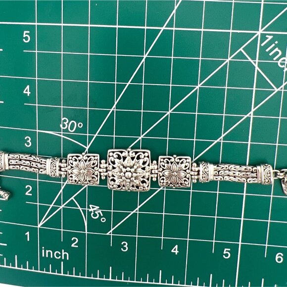 Sterling Silver Panel Bracelet Byzantine Medalion Toggle Clasp Sarda J Sherman - Picture 6 of 9